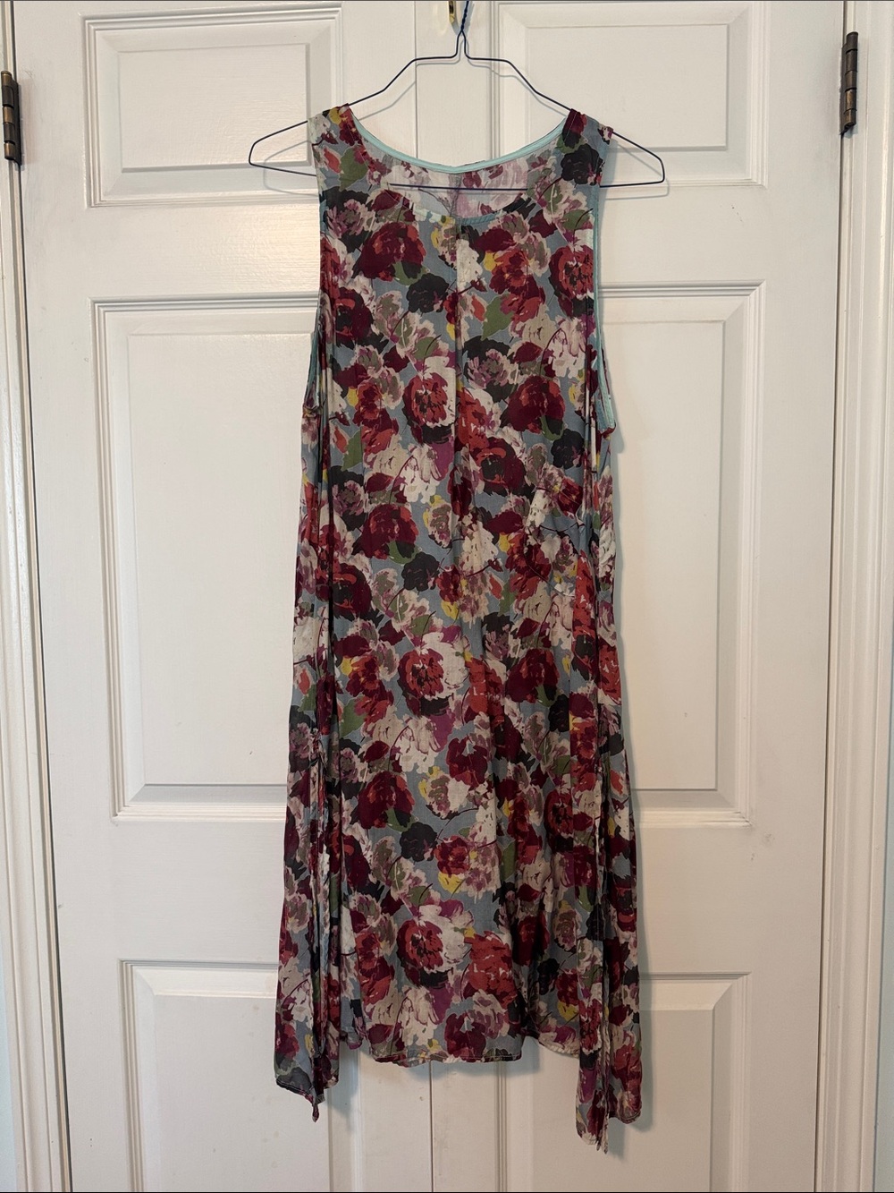 Floral Swing Tank Dress in Mauve and Burgundy S